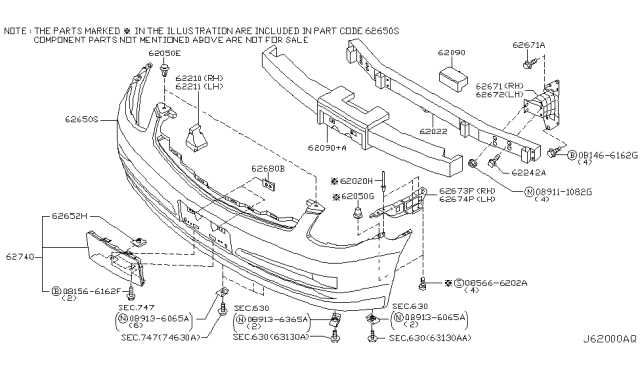 2003 Infiniti G35 Coupe Front Bumper Diagram 4