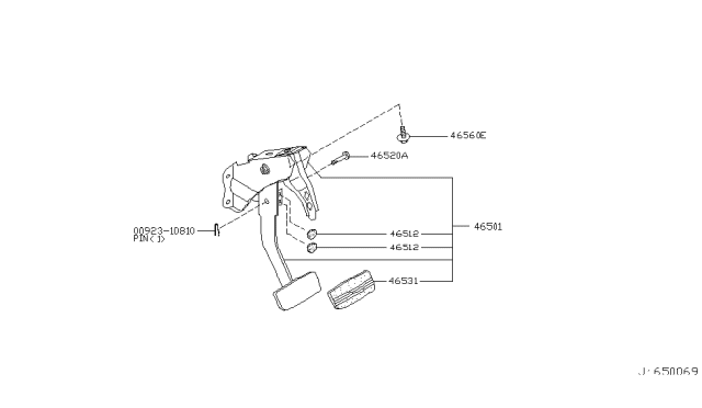 2003 Infiniti G35 Brake & Clutch Pedal Diagram 1