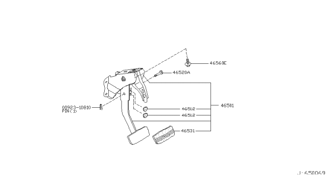 2004 Infiniti G35 Brake & Clutch Pedal Diagram 1