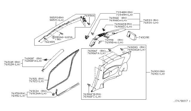 2004 Infiniti G35 Coupe Body Side Trimming Diagram 2