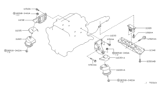 2004 Infiniti G35 Engine & Transmission     Mounting Diagram 3