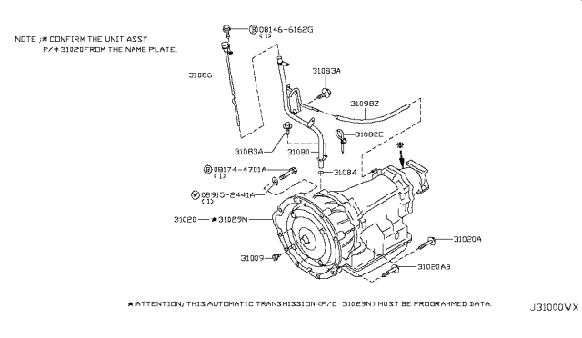 2007 Infiniti G35 Transmission Assembly - Automatic Diagram for 31020-CF90D