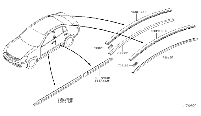 2006 Infiniti G35 Moulding-Rear Door,LH Diagram for 82873-AL51C