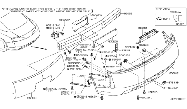 2007 Infiniti G35 Rear Bumper Diagram 2