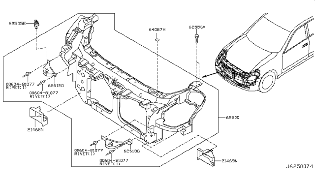 2006 Infiniti G35 Coupe Front Apron & Radiator Core Support Diagram 2