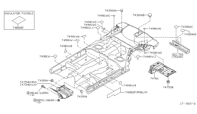 2005 Infiniti G35 Floor Fitting Diagram 1