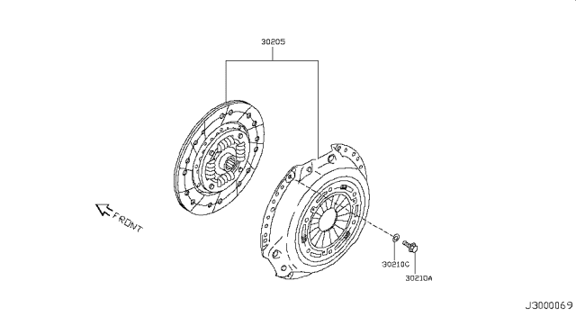 2007 Infiniti G35 Cover Assembly-Clutch, With Disc Diagram for 30205-CD021