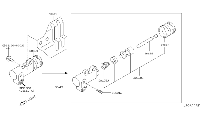 2005 Infiniti G35 Rod-Push Diagram for 30628-12U00