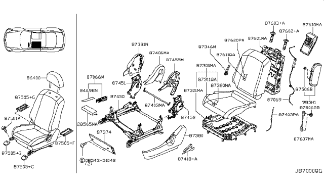2003 Infiniti G35 Control Assembly-Power Seat Diagram for 28566-AM610