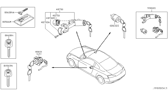 2004 Infiniti G35 Key Set & Blank Key Diagram 2