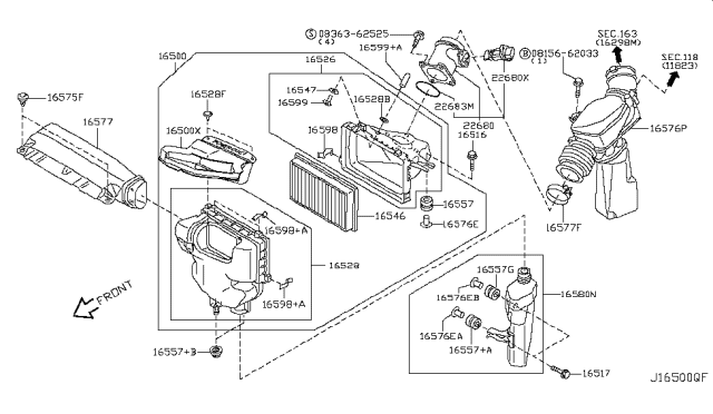 2004 Infiniti G35 Mass Air Flow Sensor Diagram for 22680-AM600