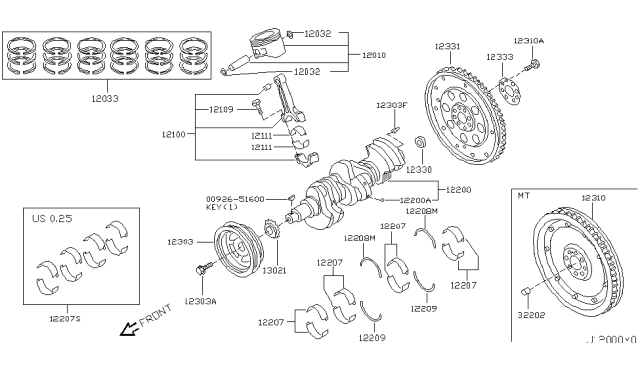 2005 Infiniti G35 Piston,Crankshaft & Flywheel Diagram 2