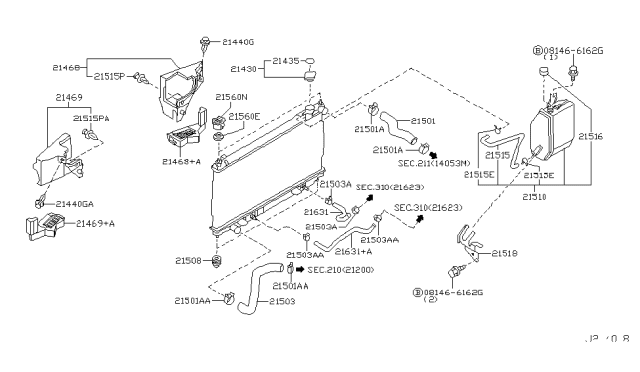 2005 Infiniti G35 Label-Caution,Radiator Diagram for 21435-79901