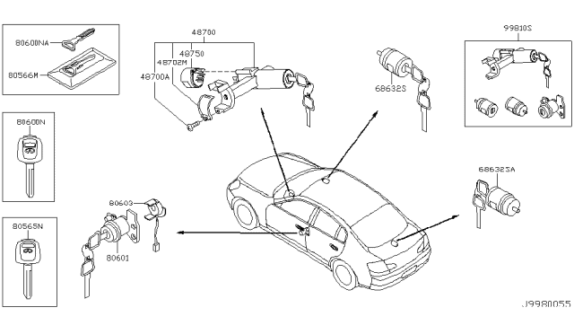 2003 Infiniti G35 Key Set & Blank Key Diagram 3