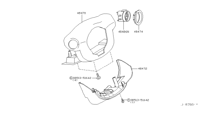 2004 Infiniti G35 Coupe Steering Column Shell Cover Diagram 2