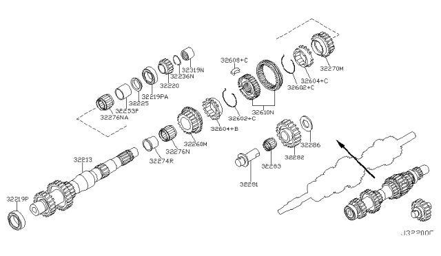 2003 Infiniti G35 Ring-Snap,Counter Gear Diagram for 32236-CD007