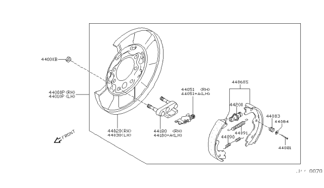 2005 Infiniti G35 Brake Assy-Parking,Rear LH Diagram for 44010-AL510