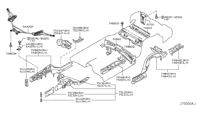 2007 Infiniti G35 Member-Side,Front RH Diagram for G5110-CD00A