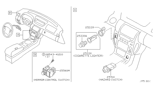 2005 Infiniti G35 Switch Assy-Hazard Diagram for 25290-AC710