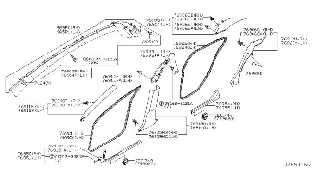 2004 Infiniti G35 Welt-Body Side,Front LH Diagram for 76922-AM810