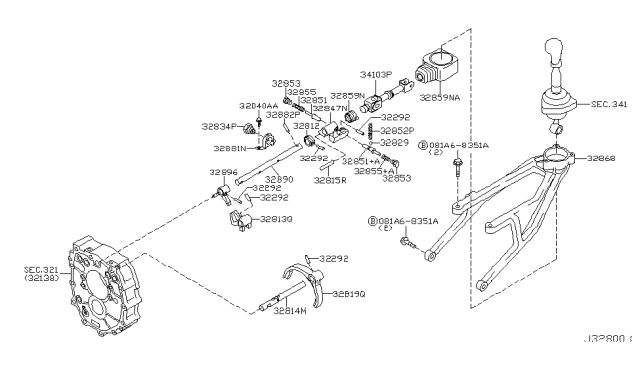 2006 Infiniti G35 Housing Assembly-Control Lever Diagram for 32868-CD400