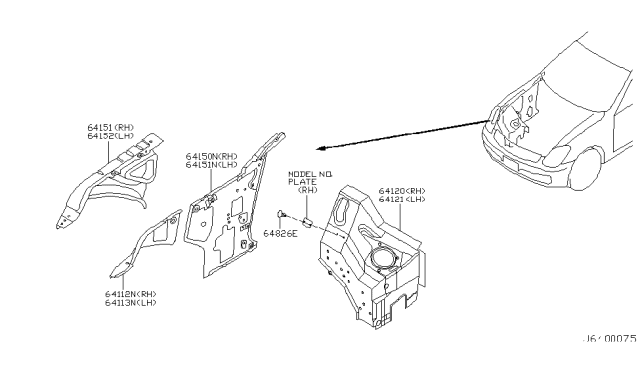 2004 Infiniti G35 Coupe Hood Ledge & Fitting Diagram 2