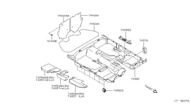 2003 Infiniti G35 Coupe Floor Trimming Diagram 1