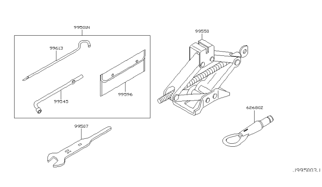 2005 Infiniti G35 Tool Kit & Maintenance Manual Diagram