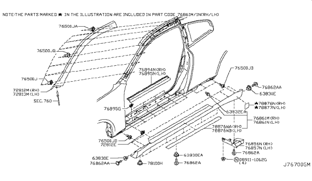 2007 Infiniti G35 Body Side Fitting Diagram 1