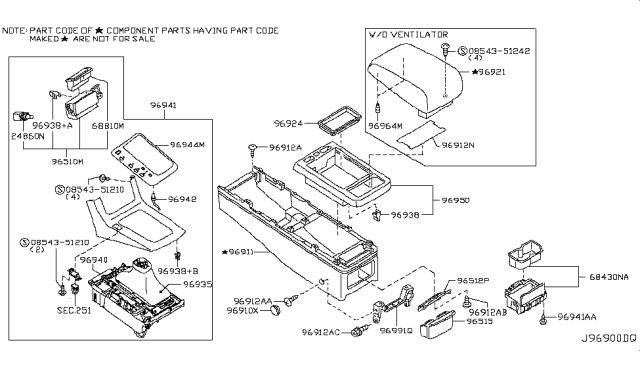 2006 Infiniti G35 Coupe Console Box Diagram 1
