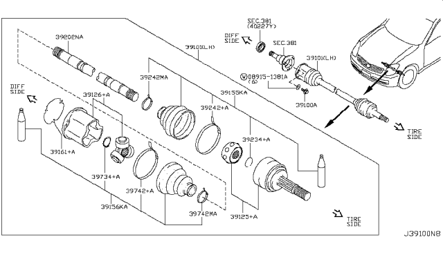 2006 Infiniti G35 Repair Kit-Dust Boot,Outer Diagram for 39241-23U26