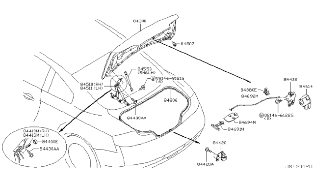 2006 Infiniti G35 Trunk Lid Lock Assembly Diagram for 84630-CM40A