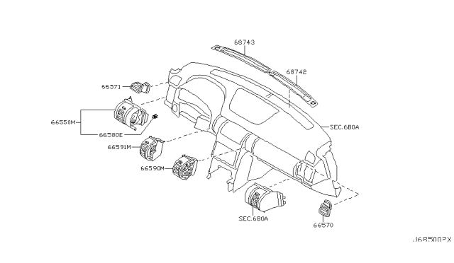 2003 Infiniti G35 Ventilator Assy-Side Diagram for 68761-AM601