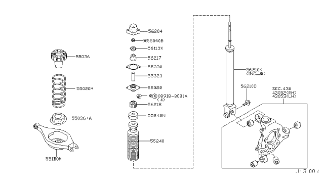 2003 Infiniti G35 Rear Suspension Spring Diagram for 55020-AL820