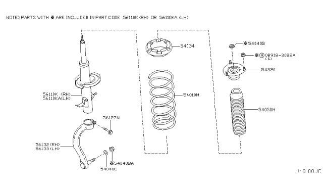 2005 Infiniti G35 Front Spring Diagram for 54010-AM804