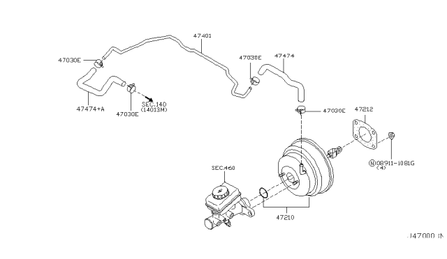 2003 Infiniti G35 Booster Assy-Brake Diagram for 47210-AM600