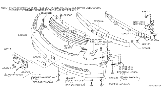 2004 Infiniti G35 Front Bumper Diagram 1