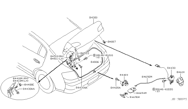 2004 Infiniti G35 Coupe Trunk Lid & Fitting Diagram 2