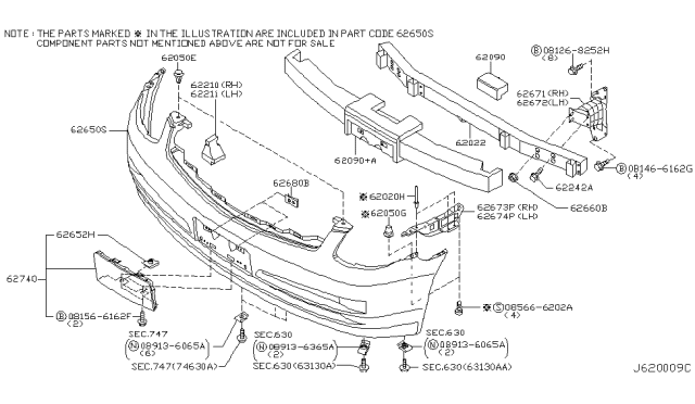 2003 Infiniti G35 Front Bumper Diagram 5