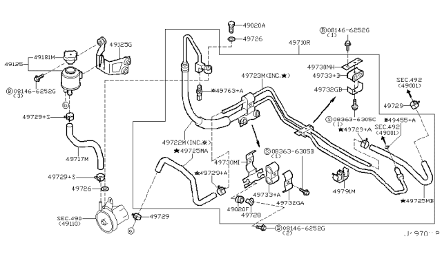 2003 Infiniti G35 Bracket-Tube Diagram for 49730-AM700