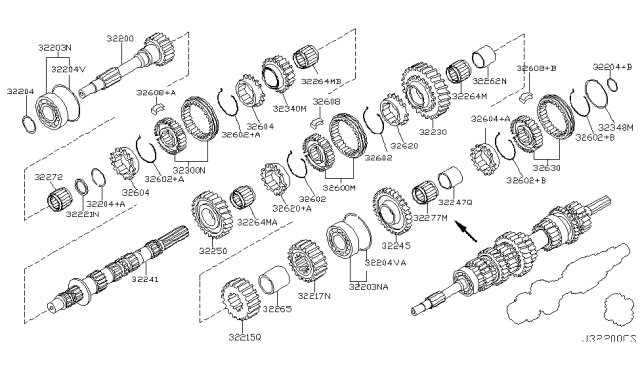 2006 Infiniti G35 Bearing-Needle,Main Shaft Diagram for 32264-CD001