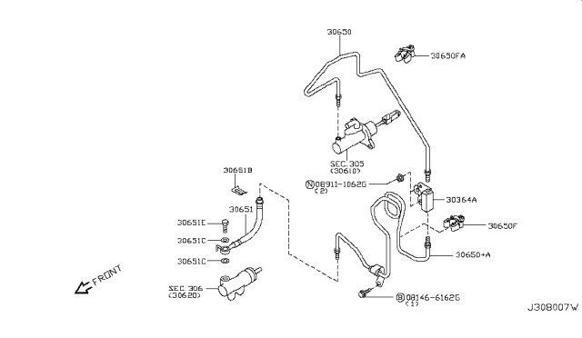 2007 Infiniti G35 Hose Assy-Clutch Diagram for 30855-AC70B