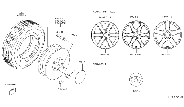 2003 Infiniti G35 Road Wheel & Tire Diagram 1
