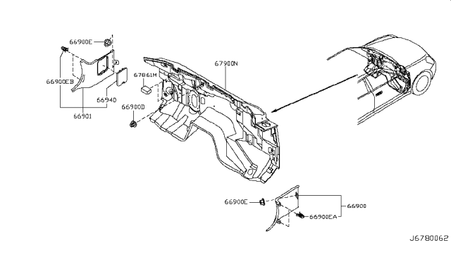 2006 Infiniti G35 Dash Trimming & Fitting Diagram 2