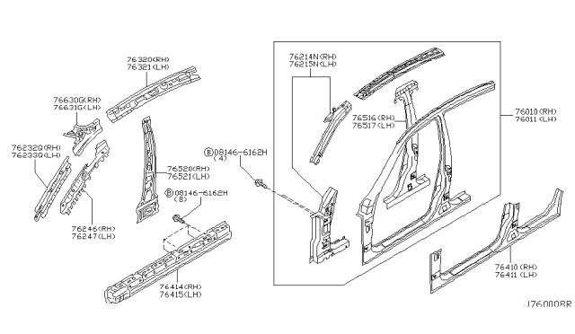 2004 Infiniti G35 SILL-Outer,RH Diagram for 76412-AL530