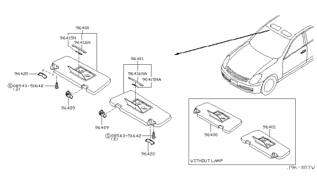 2003 Infiniti G35 Coupe Sunvisor Diagram 2