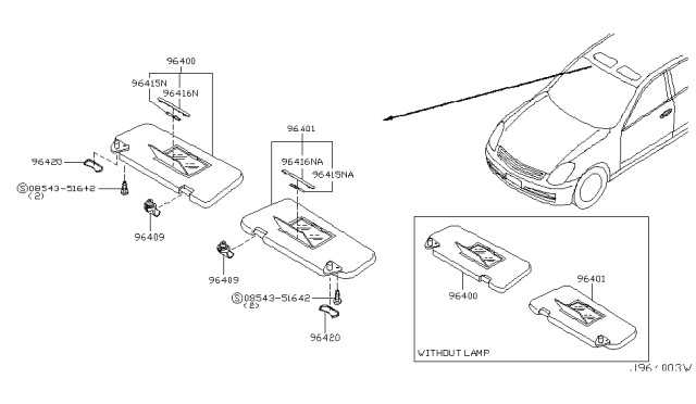 2003 Infiniti G35 Sunvisor Diagram 2