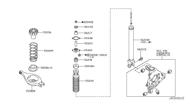 2006 Infiniti G35 ABSORBER Kit - Shock, Rear Diagram for E6210-CM40D