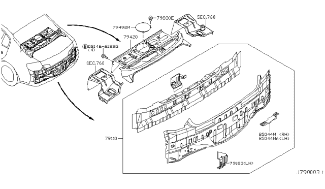 2004 Infiniti G35 Rear,Back Panel & Fitting Diagram 2