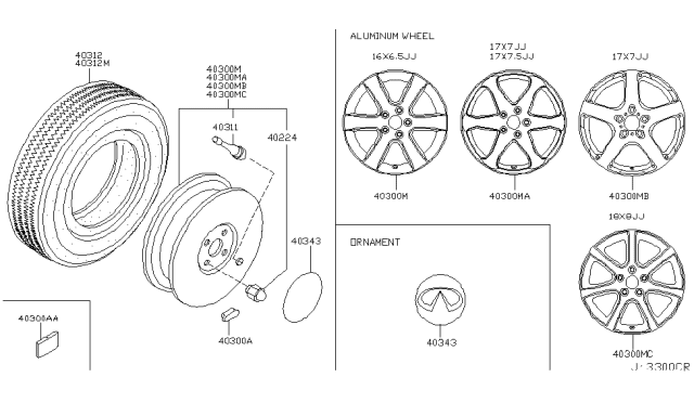2004 Infiniti G35 Alloy Wheel Rim Diagram for 40300-7W025